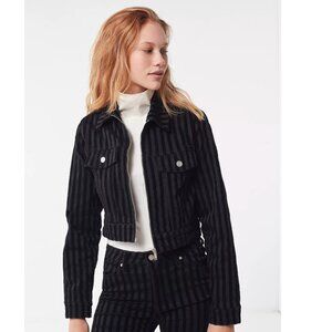 NWT Urban Outfitters UO Gia Striped Velvet Cropped Jacket in Medium